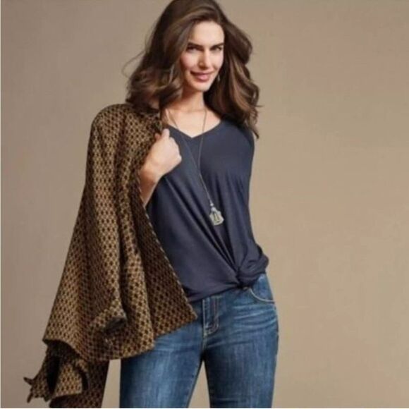 CABI Tee Shirt Soft Stretch 5190 Tempt V-Neck Charcoal‎ XS Dolman Sleeves NWOT - Picture 1 of 7